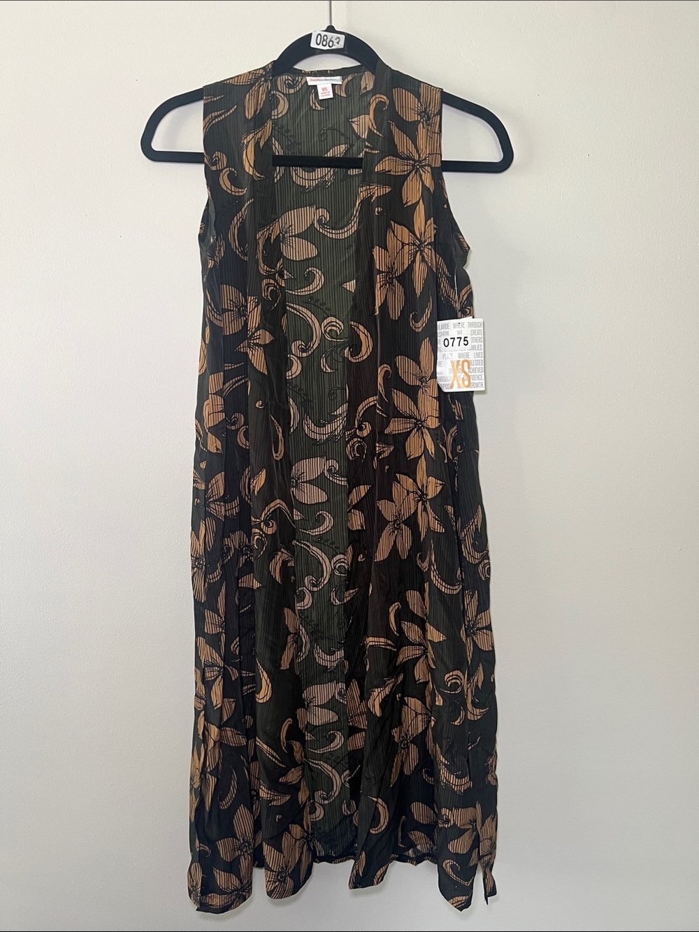 LuLaRoe Dark Green Floral Sleeveless Longline Vest